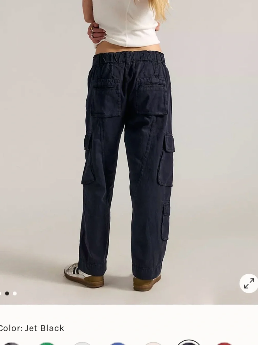 FREE PEOPLE Tahiti Cargo Pocket Utility Pants - Black and Dusty Rose - Picture 9 of 12
